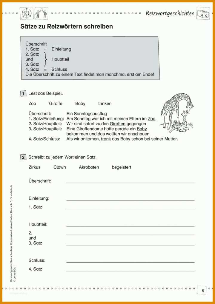 Auffällig Reizwortgeschichte 4 Klasse Vorlagen 905x1281