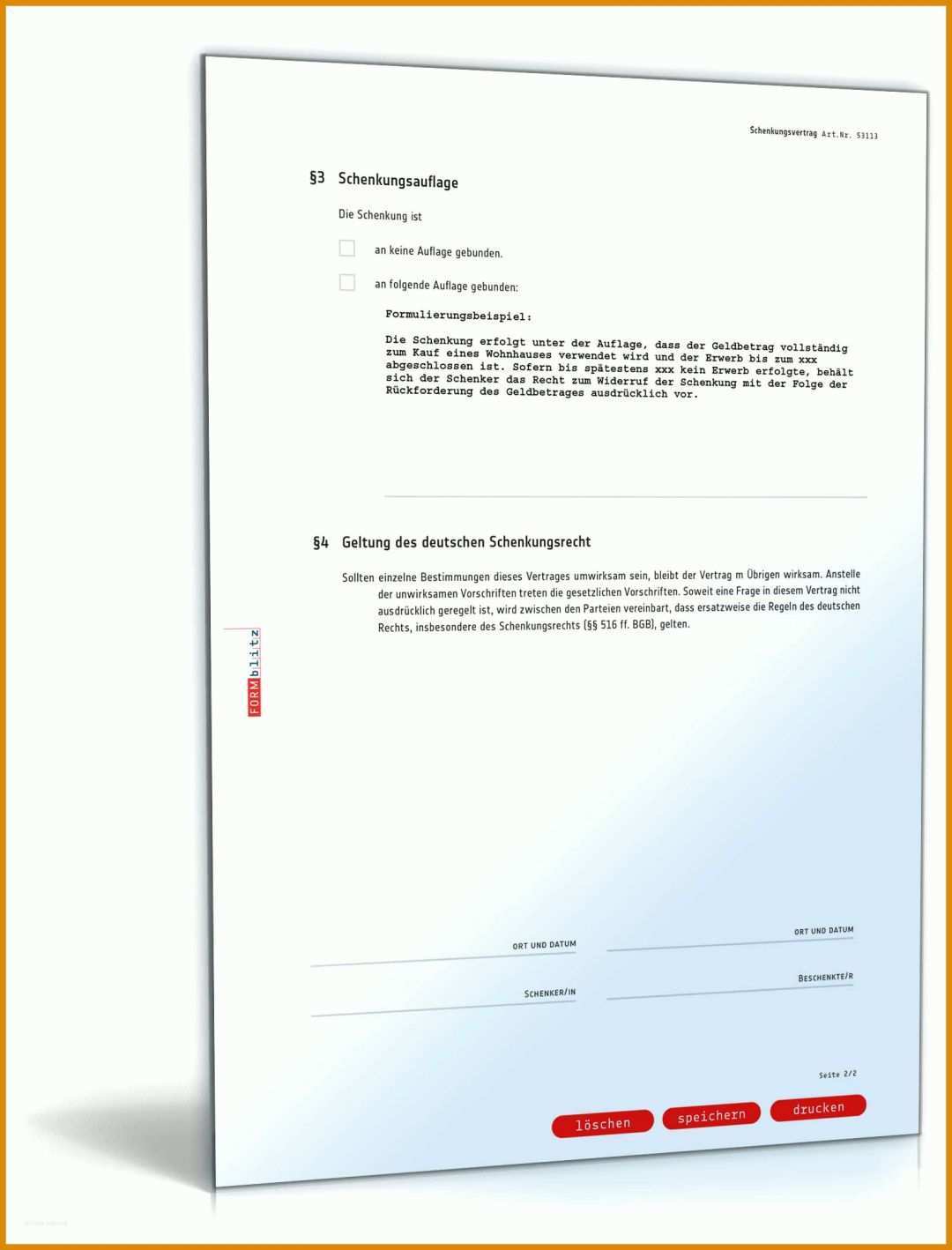 Perfekt Schenkungsvertrag Muster Vorlage Zum Download 1600x2100