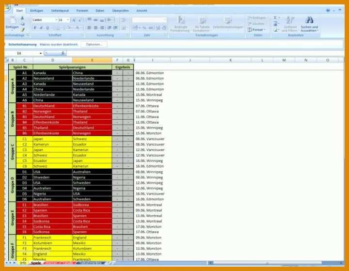 Phänomenal Spielplan Excel Vorlage 800x621