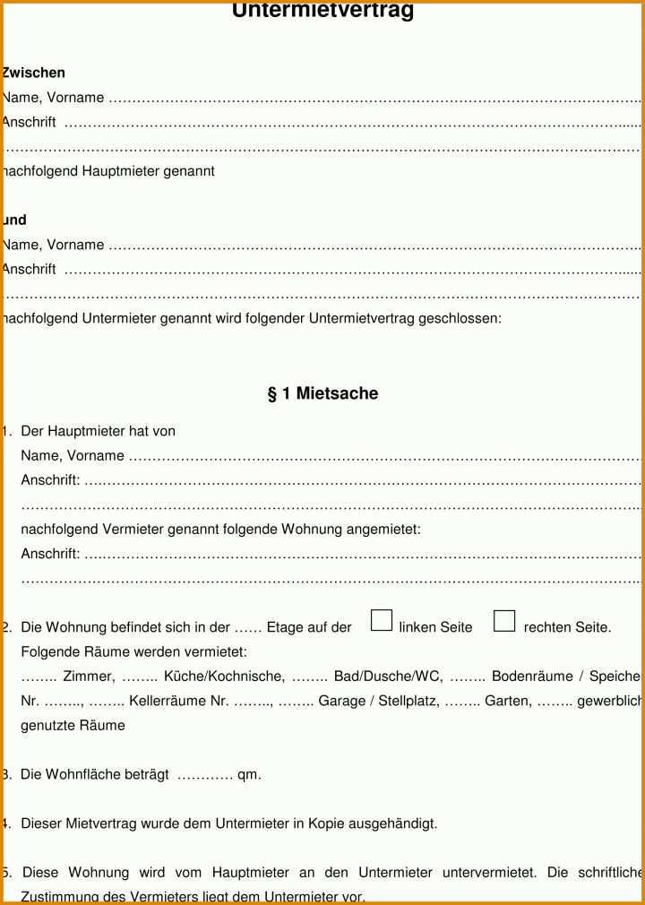 Empfohlen Untermietvertrag Vorlage Pdf Kostenlos 1890x2652