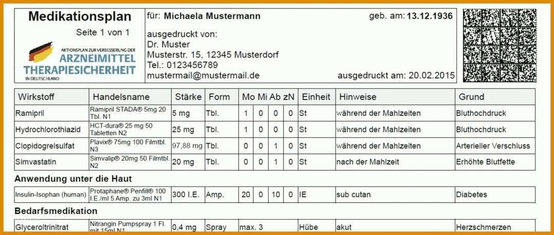 Kreativ Vorlage Medikationsplan 1600x680