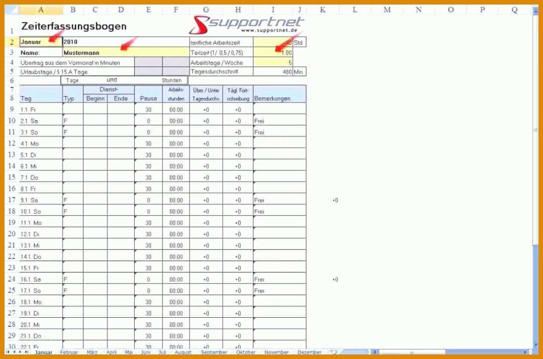 Überraschend Arbeitszeitnachweis Vorlage Kostenlos 2018 1198x792