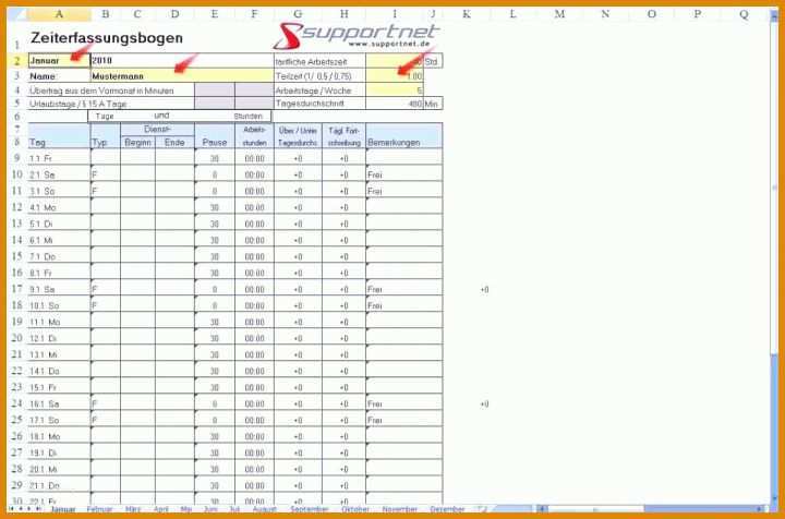 Spezialisiert Arbeitszeitnachweis Vorlage Kostenlos 2018 1198x792