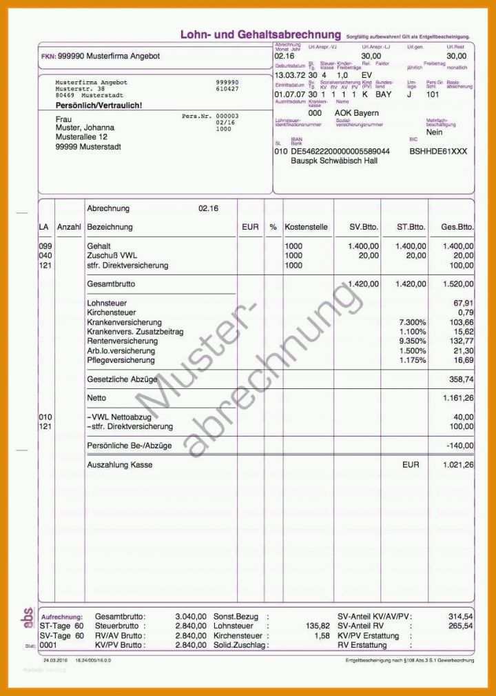 Hervorragend Datev Lohnabrechnung Vorlage 854x1197