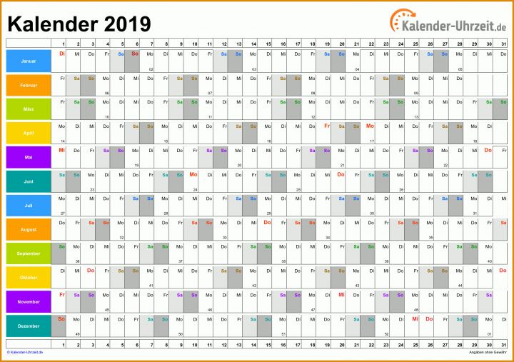 Wunderbar Excel Vorlage Kalender 2019 3200x2254