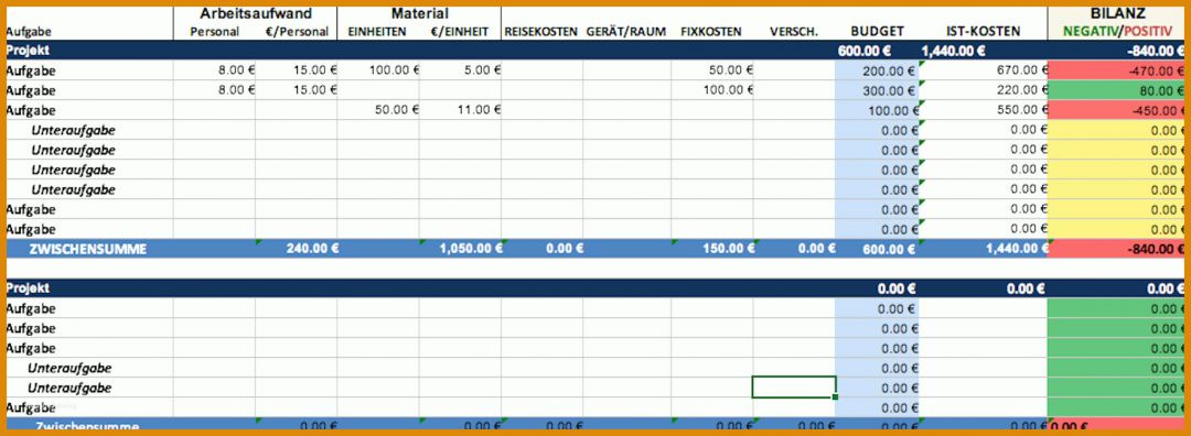 Singular Excel Vorlage Projekt 1768x649