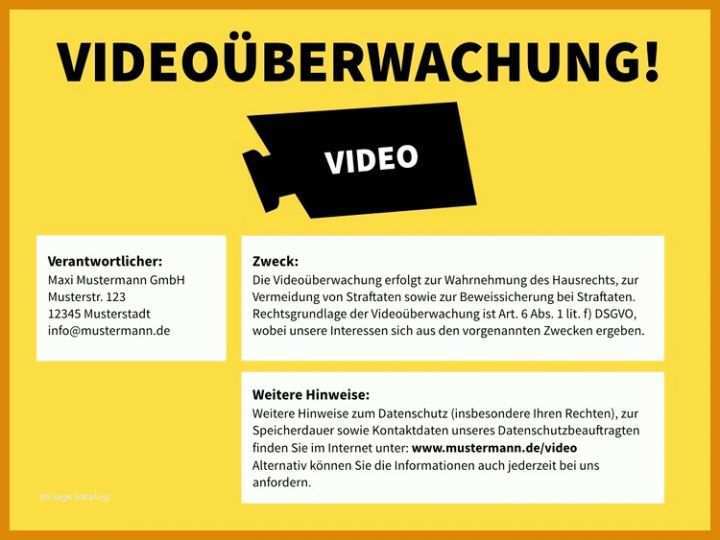 Hinweis Videoüberwachung Dsgvo Vorlage Hinweisschild Videoueberwachung