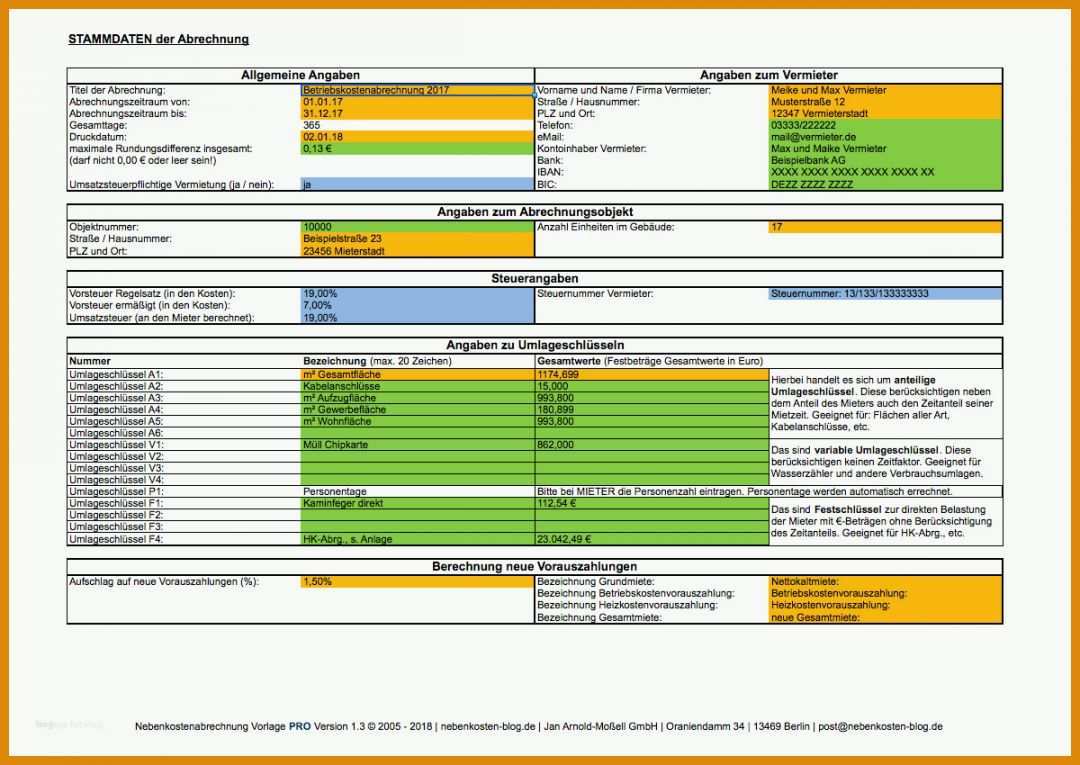 Spektakulär Kostenlose Vorlage Nebenkostenabrechnung 1200x850