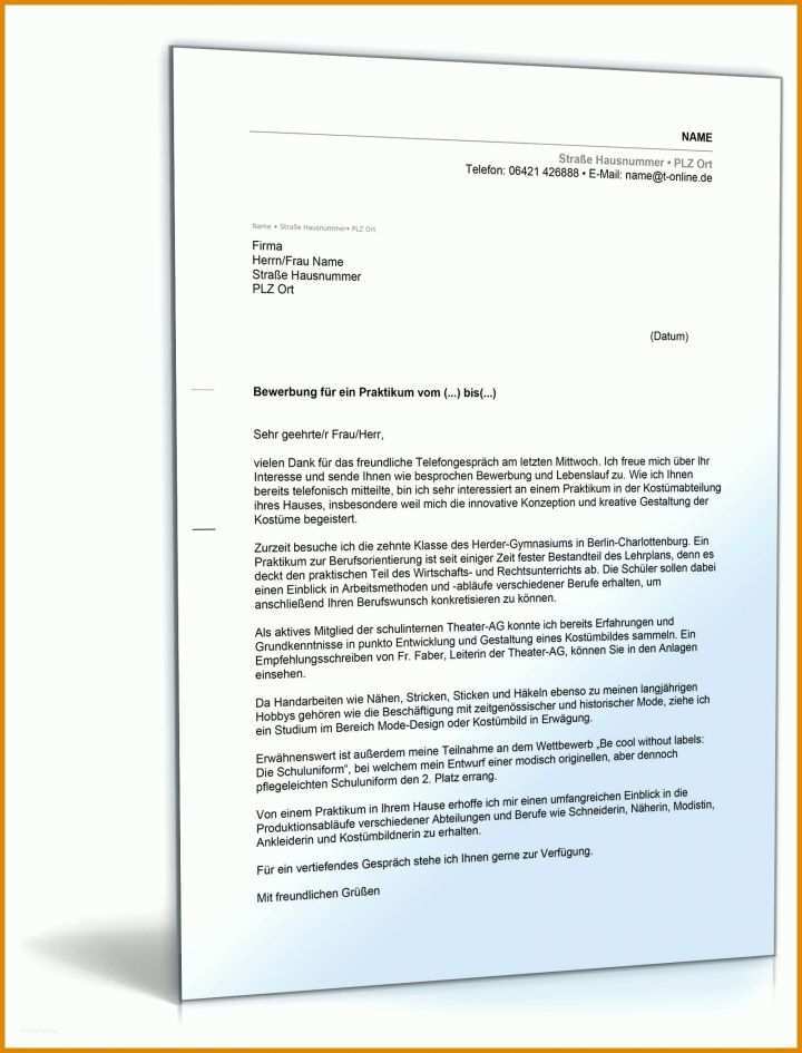 Spezialisiert Praktikum Anschreiben Vorlage 1600x2100