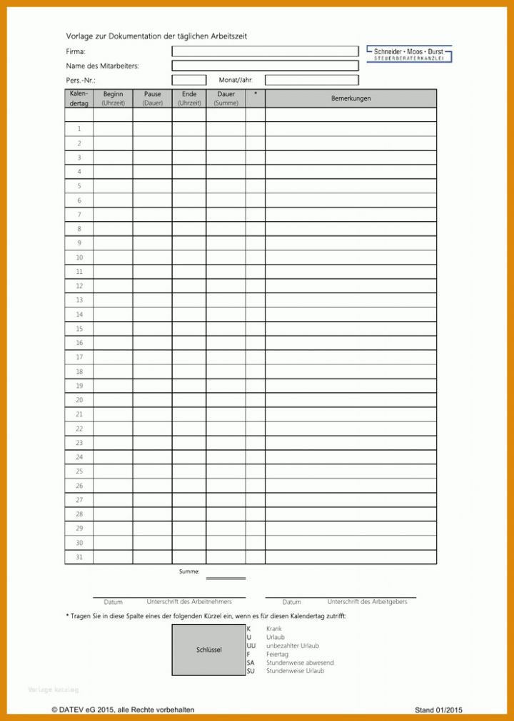 Schockierend Stundenzettel Vorlage Datev 741x1040