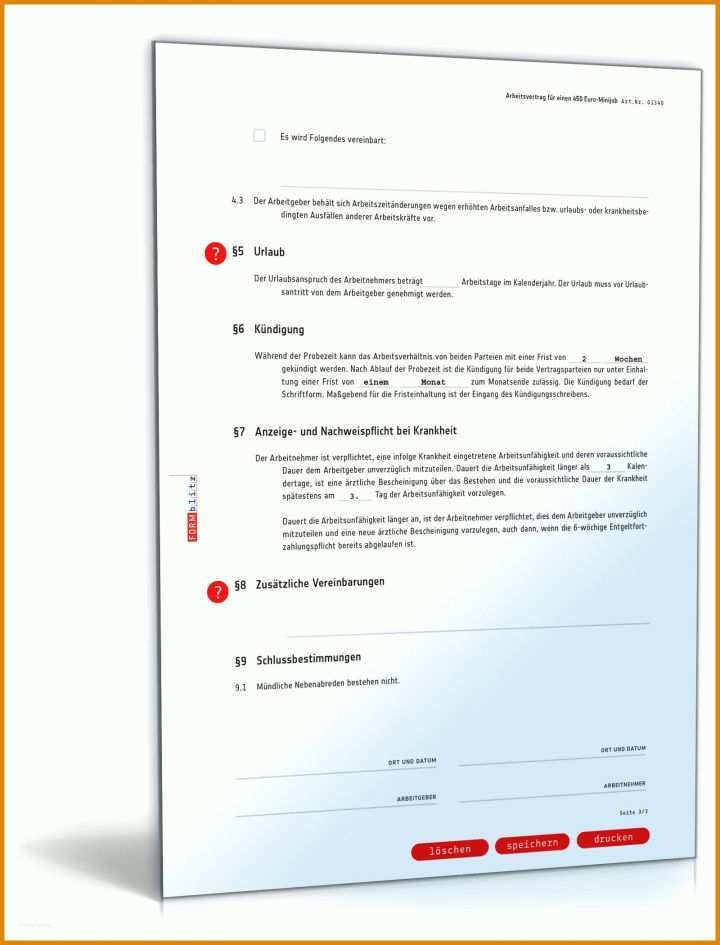 Erstaunlich Vertrag Vorlage Minijob 1600x2100