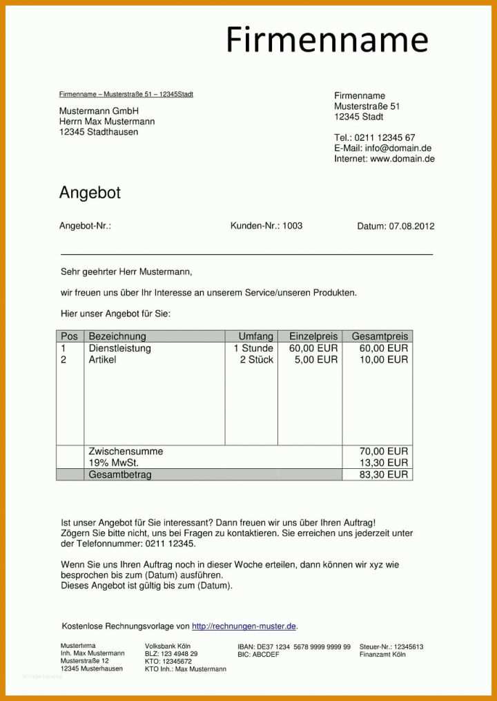 Hervorragen Angebotstext Vorlage 908x1280