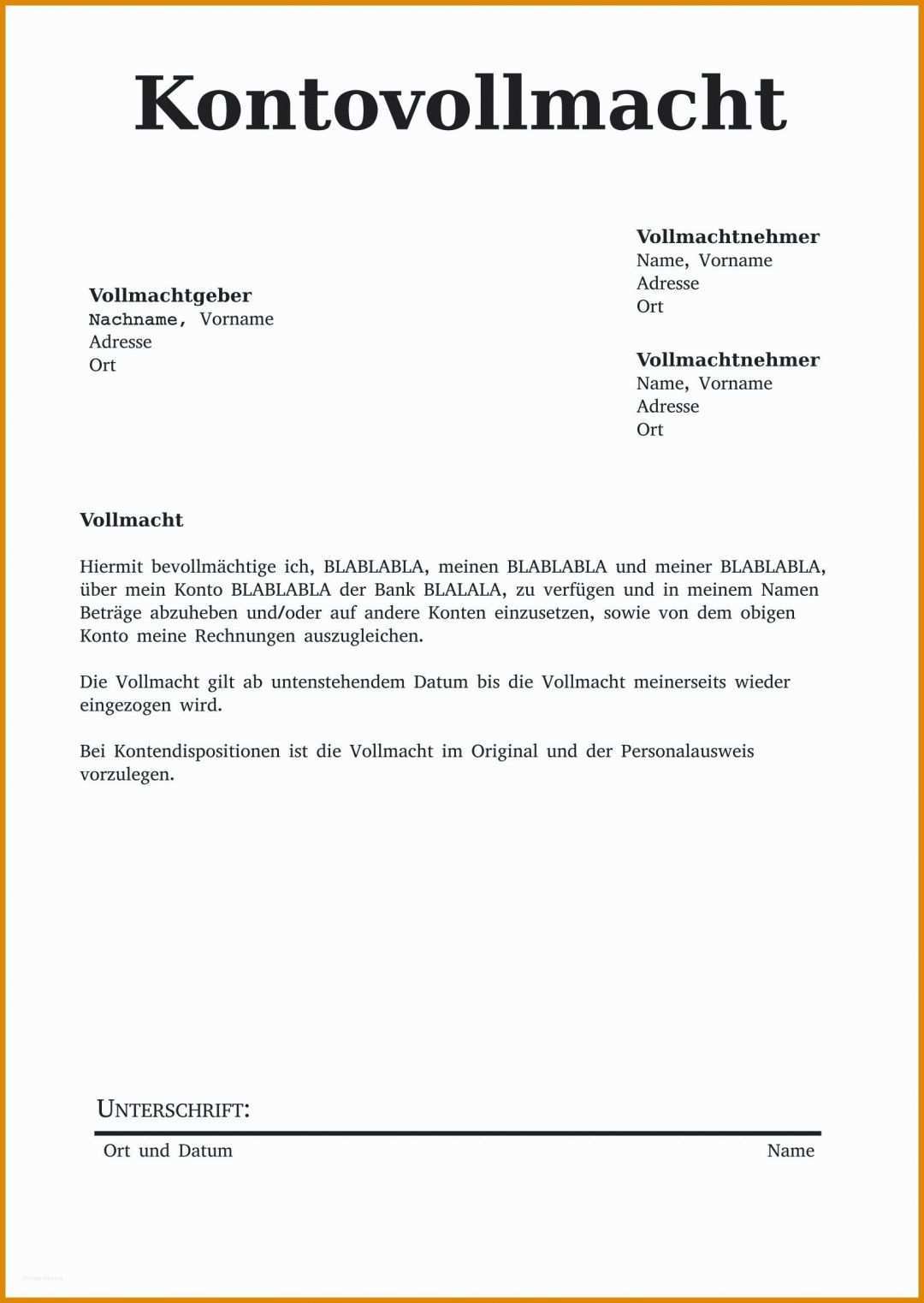 Außergewöhnlich Bankvollmacht Vorlage 1670x2353