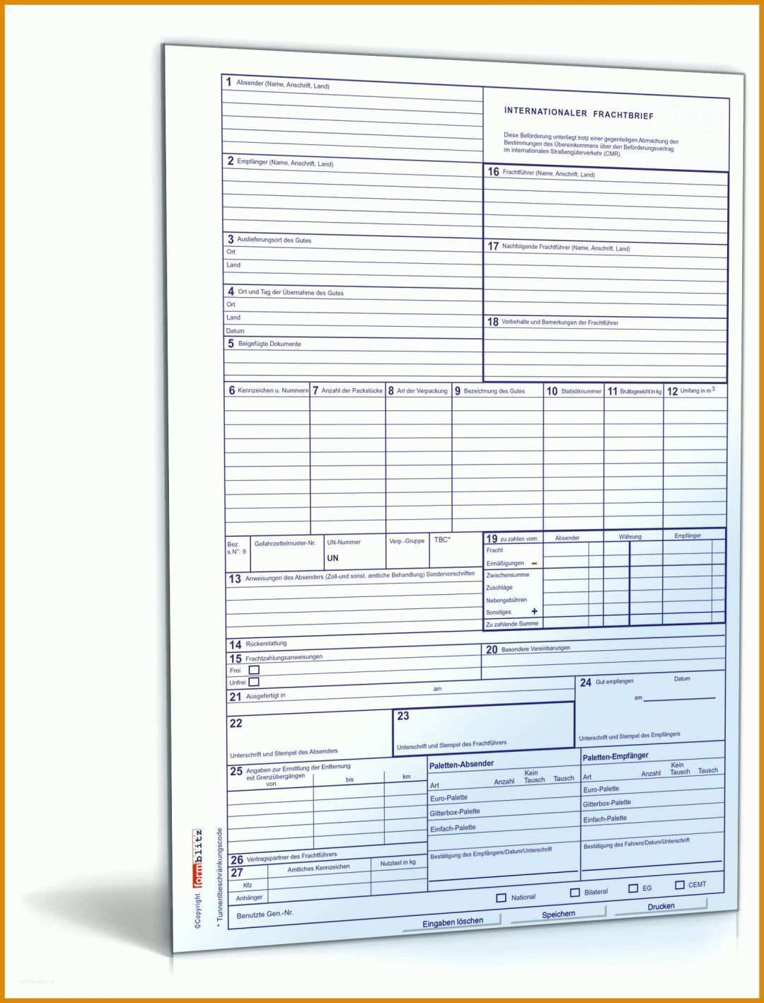 Ausnahmsweise Frachtbrief Vorlage 1600x2100