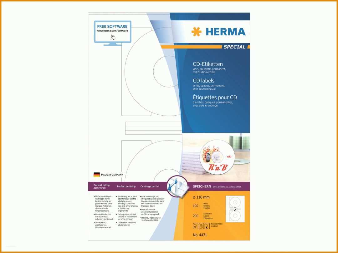 Angepasst Herma Cd Etiketten Vorlage 2400x1800