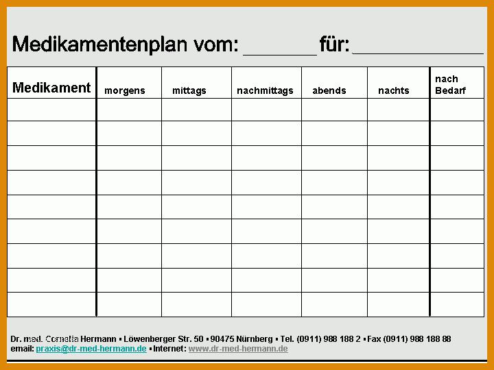 Unvergleichlich Medikamentenplan Vorlage 720x540