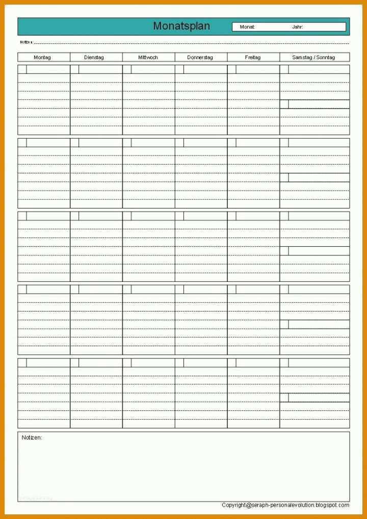 Unglaublich Monatsplan Vorlage 794x1123