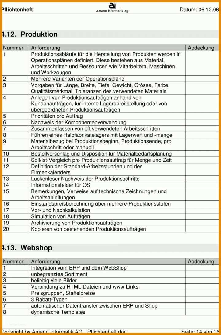 Faszinierend Pflichtenheft Erp Vorlage 960x1453