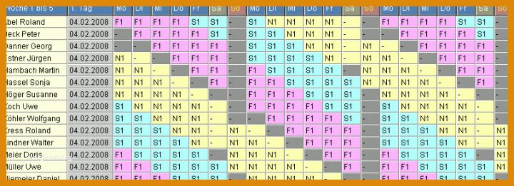 Faszinieren Schichtplan Vorlage 3 Schichten 809x293