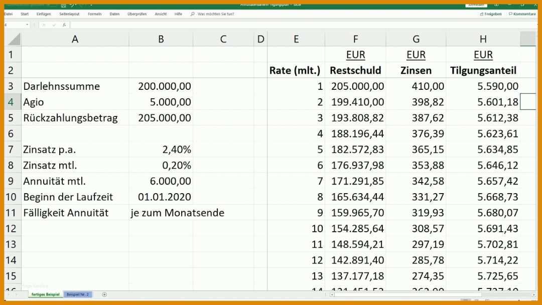 Neue Version Tilgungsplan Erstellen Vorlage 1280x720