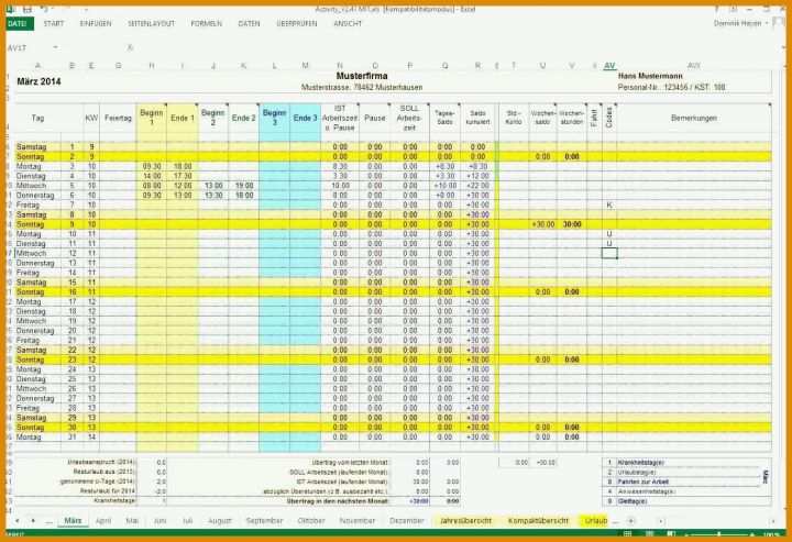 Faszinierend Arbeitszeitnachweis Excel Vorlage Kostenlos 1321x905