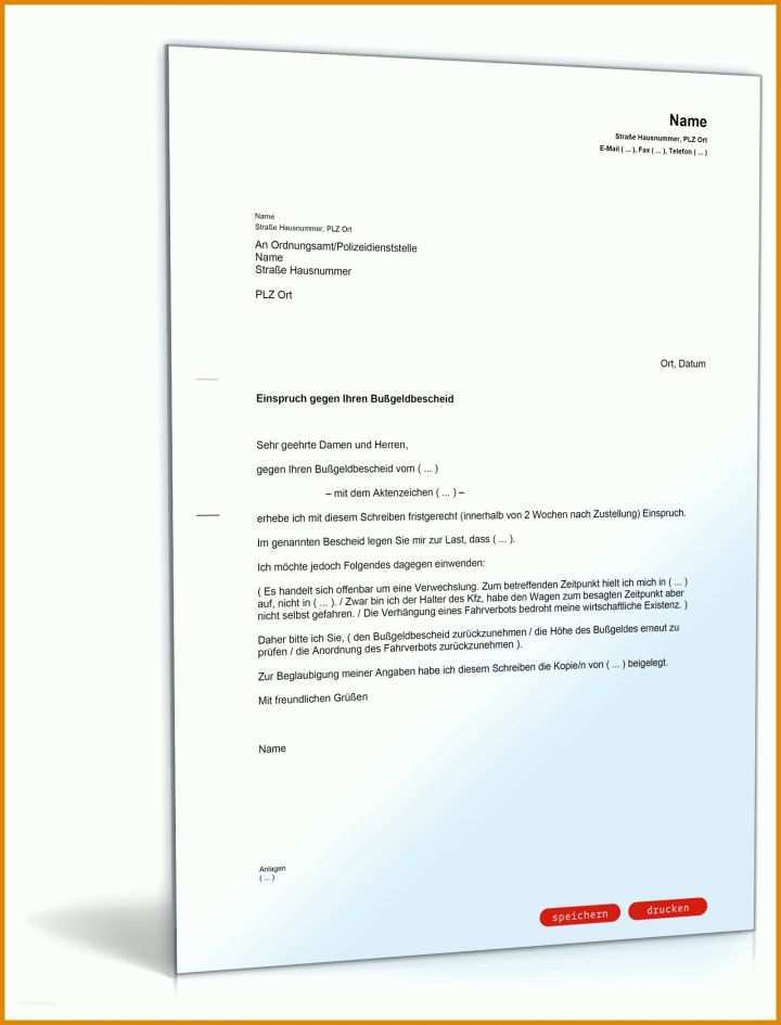 Unvergesslich Einspruch Gegen Blitzer Vorlage 1600x2100