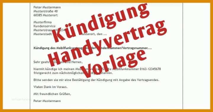 Faszinierend Handy Kündigung Vorlage Pdf 762x400