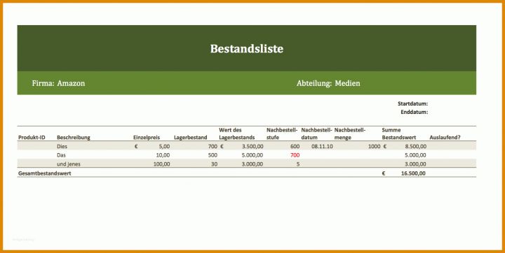 Wunderschönen Inventarliste Vorlage 1682x846