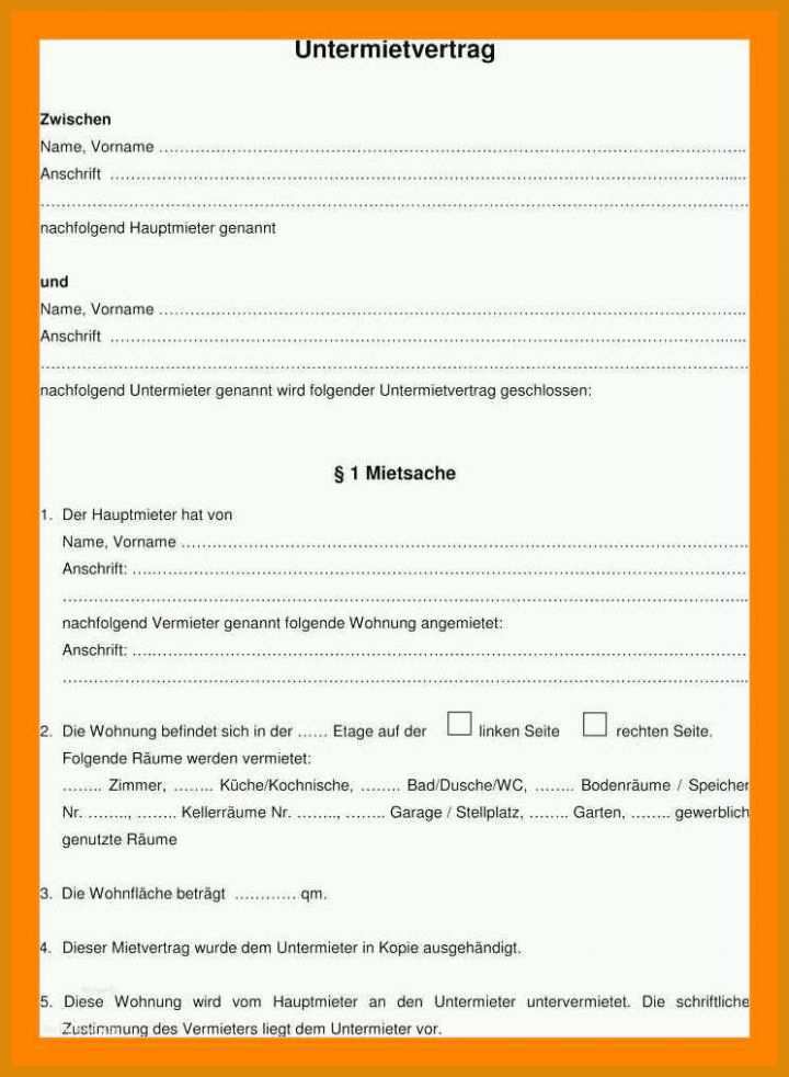 Allerbeste Kündigung Untermietvertrag Vorlage 744x1015
