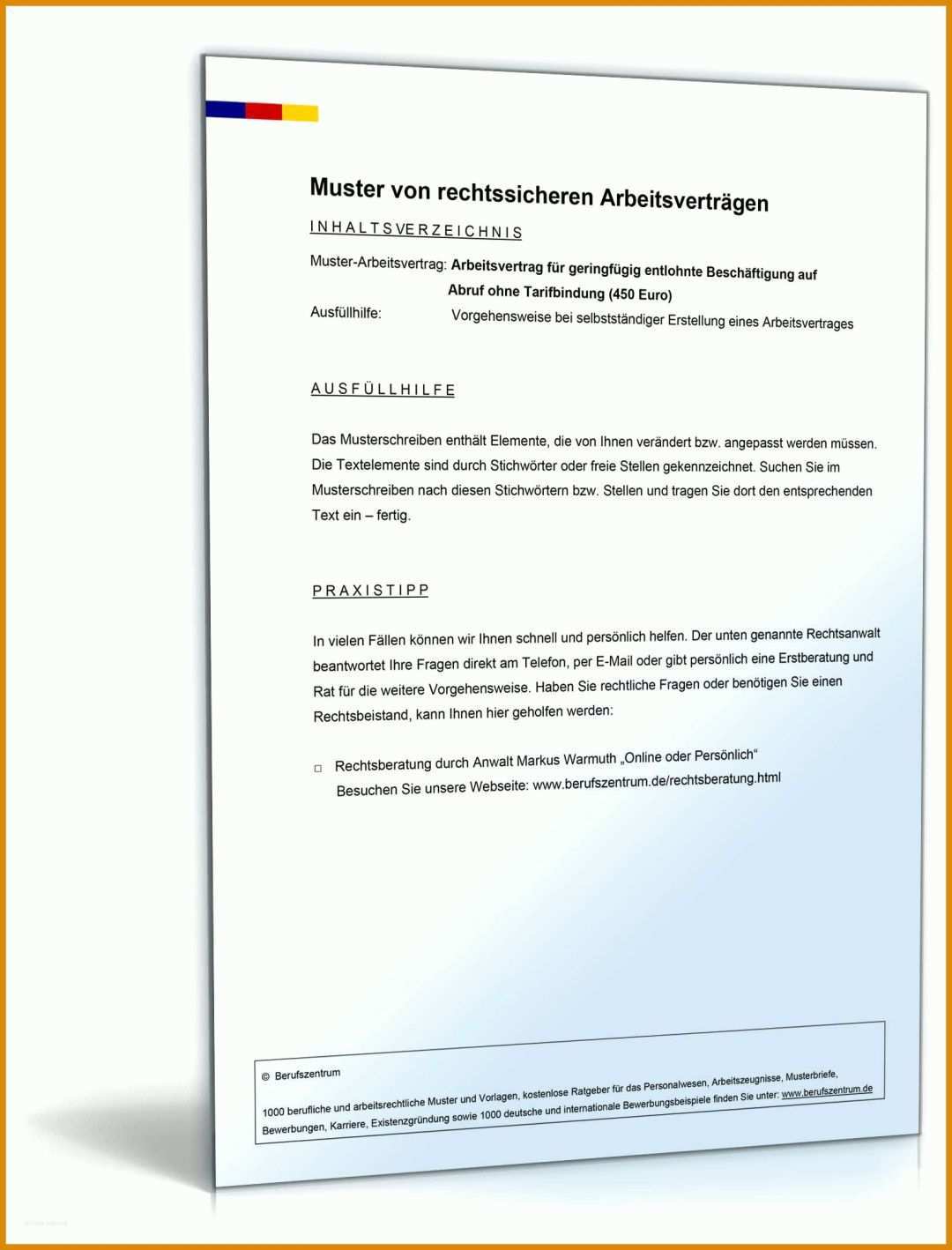 Rühren Minijob Arbeitsvertrag Vorlage 1600x2100