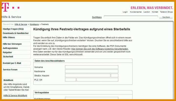 Empfohlen Telekom Kündigung Pflegeheim Vorlage 1000x574