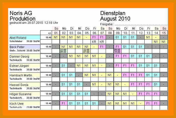 Selten Vorlage Dienstplan 701x471