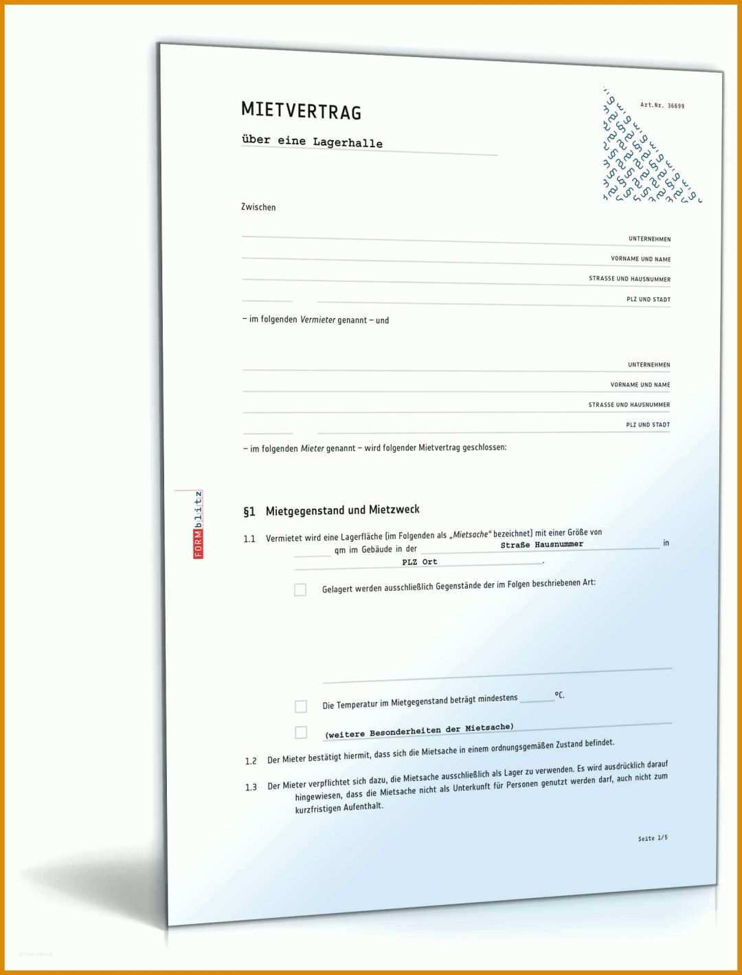 Ideal Vorlage Mietvertrag Lagerraum 1600x2100