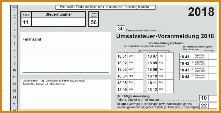 Einzahl Vorlage Umsatzsteuervoranmeldung 1150x590