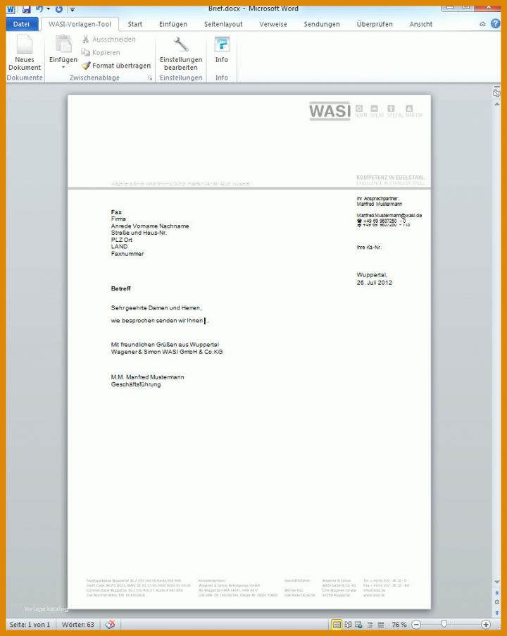 Ausnahmsweise Briefpapier Vorlage Word 844x1057