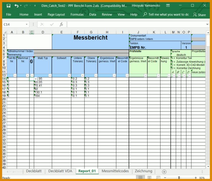 Einzahl Erstmusterprüfbericht Vda Vorlage Download 990x847