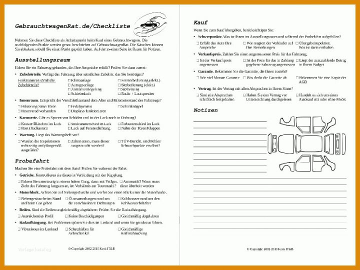 Am Beliebtesten Fahrzeug Checkliste Vorlage 800x600