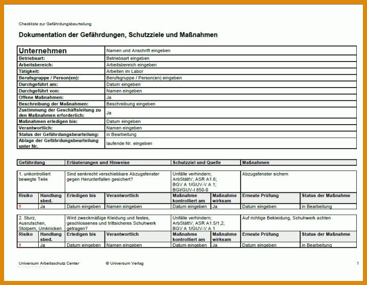 Neue Version Gefährdungsbeurteilung Labor Vorlage 900x700