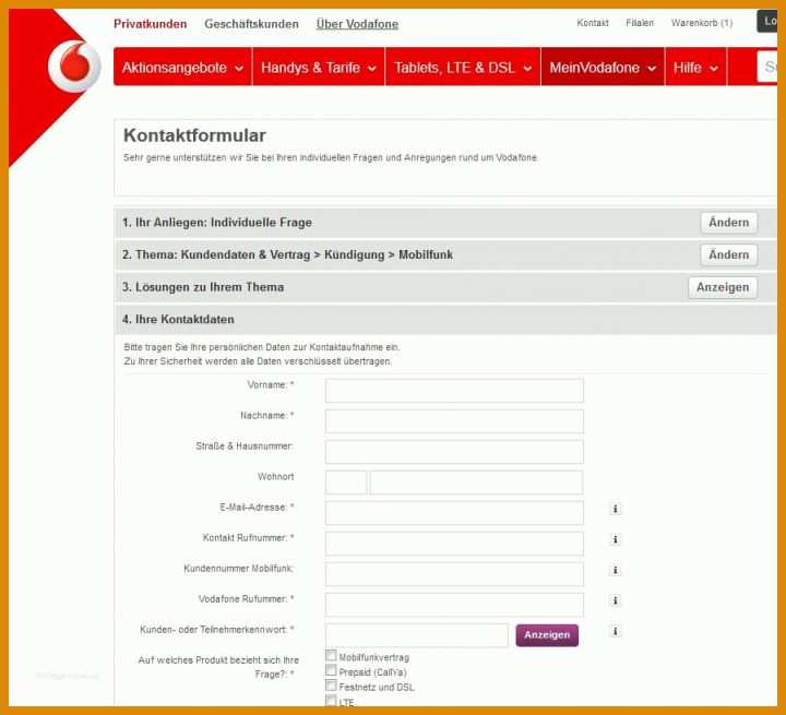 Außergewöhnlich Handyvertrag Kündigen Vorlage Vodafone 899x818