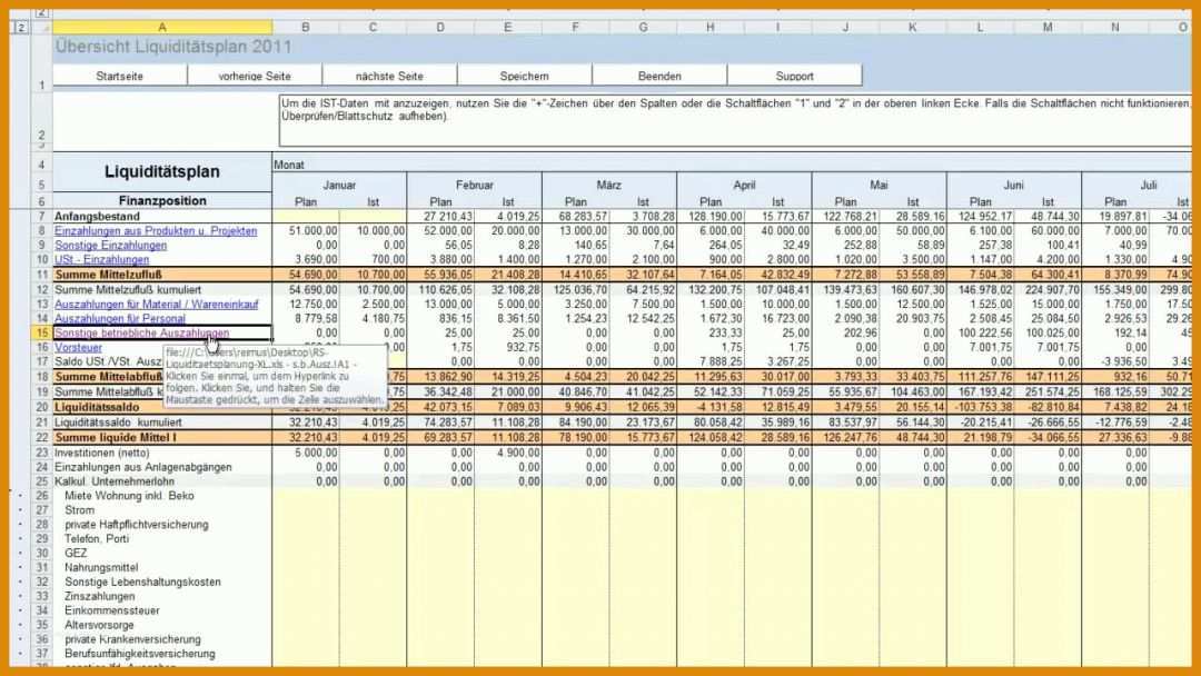 Überraschen Liquiditätsplanung Excel Vorlage Download Kostenlos 1280x720