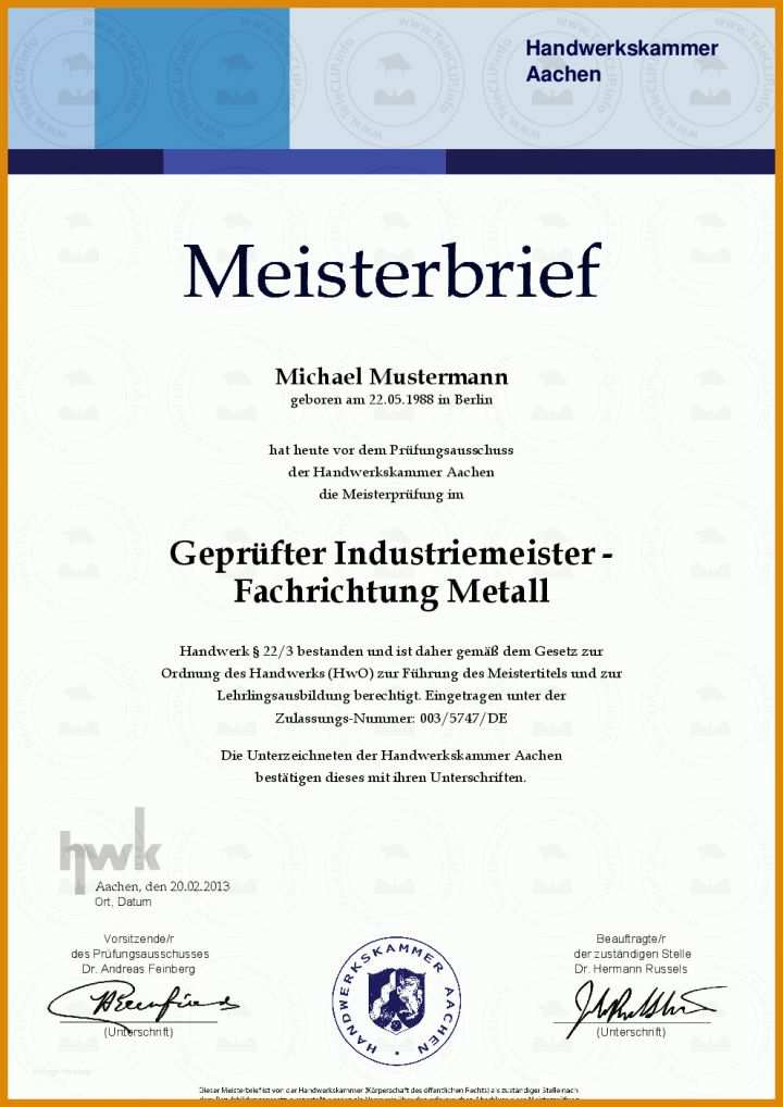 Meisterbrief Vorlage Download Hwk Meisterbrief 07 Kaufen