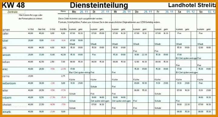 Schockieren Personaleinteilung Excel Vorlage 931x499