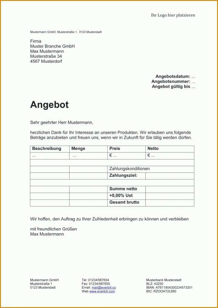 Am Beliebtesten Schriftliches Angebot Vorlage 2498x3526