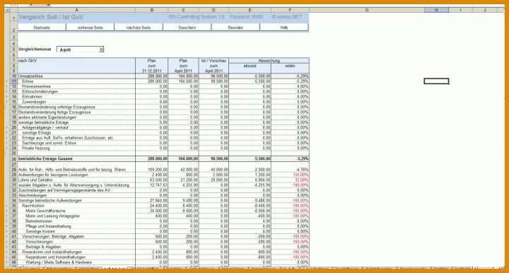 Soll Ist Vergleich Excel Vorlage RS Controlling System