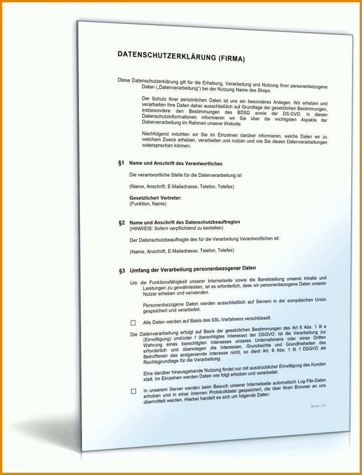Großartig Vorlage Datenschutzerklärung Nach Dsgvo 1600x2100