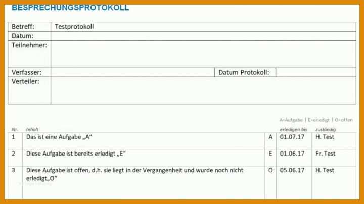 Perfekt Besprechungsprotokoll Vorlage Excel 800x449