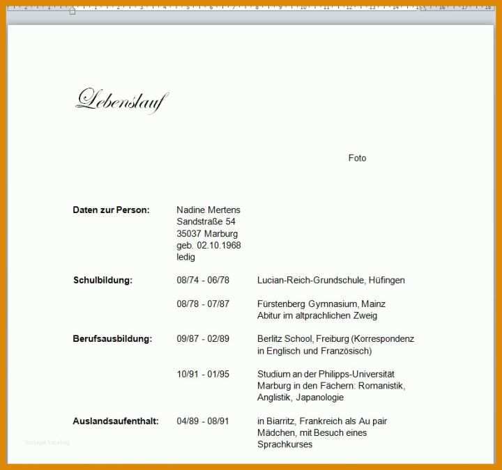 Einfacher Lebenslauf Vorlage Kostenlos Lebenslauf Vorlagen Muster Und Beispiele