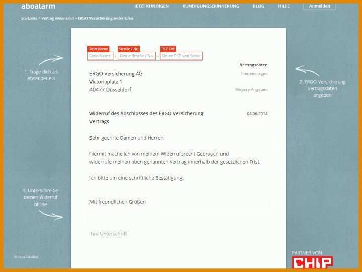 Wunderbar Ergo Versicherung Kündigen Vorlage 1080x810