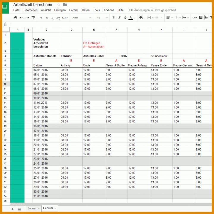 Wunderbar Excel Arbeitszeit Berechnen Vorlage 961x961