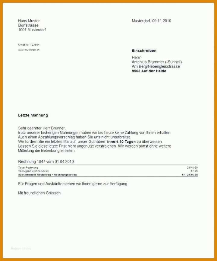 Faszinieren Mahnung Vorlage Privat 782x940